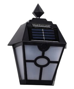 GloboStar® 71494 Αυτόνομο Ηλιακό Φωτιστικό Τοίχου Μαύρο LED SMD 1W 40lm με Ενσωματωμένη Μπαταρία 600mAh – Φωτοβολταϊκό Πάνελ με Αισθητήρα Ημέρας-Νύχτας IP65 Ψυχρό Λευκό 6000K