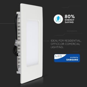 LED Panel Τετράγωνο Χωνευτό Λευκό 18W V-TAC PRO Samsung Chip 120° 1500lm 22.5×22.5 Θερμό Λευκό 3000K – 715