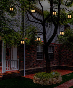 GloboStar® 71505 Αυτόνομο Ηλιακό Κρεμαστό Διακοσμητικό Φωτιστικό Φανάρι με Γιρλάντα LED 1W 50lm με Ενσωματωμένη Μπαταρία 120mAh – Φωτοβολταϊκό Πάνελ με Αισθητήρα Ημέρας-Νύχτας Αδιάβροχο IP65 Θερμό Λευκό 3000K