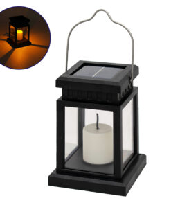 GloboStar® 71506 Αυτόνομο Ηλιακό Κρεμαστό Διακοσμητικό Φωτιστικό Φανάρι με Κεράκι LED 5W 300lm με Ενσωματωμένη Μπαταρία 600mAh – Φωτοβολταϊκό Πάνελ με Αισθητήρα Ημέρας-Νύχτας Αδιάβροχο IP65 Θερμό Λευκό 3000K-71506GS