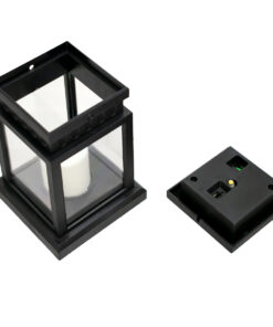 GloboStar® 71506 Αυτόνομο Ηλιακό Κρεμαστό Διακοσμητικό Φωτιστικό Φανάρι με Κεράκι LED 5W 300lm με Ενσωματωμένη Μπαταρία 600mAh – Φωτοβολταϊκό Πάνελ με Αισθητήρα Ημέρας-Νύχτας Αδιάβροχο IP65 Θερμό Λευκό 3000K-71506GS