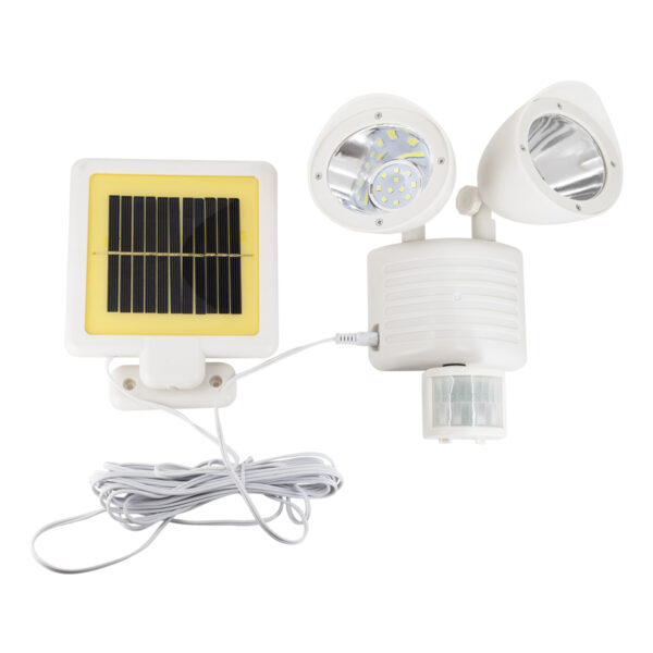 GloboStar® 71508 Λευκό Αυτόνομο Ηλιακό Φωτιστικό LED SMD 10W 150lm με Ενσωματωμένη Μπαταρία 1200mAh – Φωτοβολταϊκό Πάνελ με Αισθητήρα Ημέρας-Νύχτας και PIR Αισθητήρα Κίνησης Αδιάβροχο IP54 Ψυχρό Λευκό 6000K