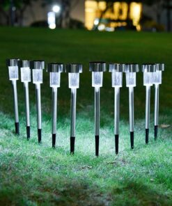 GloboStar® 71520-10 ΣΕΤ 10 Τεμαχίων Αυτόνομα Ηλιακά Φωτιστικά LED SMD 1W 100lm με Ενσωματωμένη Μπαταρία 600mAh – Φωτοβολταϊκό Πάνελ με Αισθητήρα Ημέρας-Νύχτας Αδιάβροχο IP65 Φανάρι Κήπου Στρογγυλό Ψυχρό Λευκό 6000K