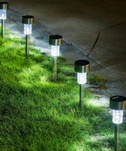 GloboStar® 71520-10 ΣΕΤ 10 Τεμαχίων Αυτόνομα Ηλιακά Φωτιστικά LED SMD 1W 100lm με Ενσωματωμένη Μπαταρία 600mAh – Φωτοβολταϊκό Πάνελ με Αισθητήρα Ημέρας-Νύχτας Αδιάβροχο IP65 Φανάρι Κήπου Στρογγυλό Ψυχρό Λευκό 6000K