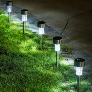GloboStar® 71520-10 ΣΕΤ 10 Τεμαχίων Αυτόνομα Ηλιακά Φωτιστικά LED SMD 1W 100lm με Ενσωματωμένη Μπαταρία 600mAh – Φωτοβολταϊκό Πάνελ με Αισθητήρα Ημέρας-Νύχτας Αδιάβροχο IP65 Φανάρι Κήπου Στρογγυλό Ψυχρό Λευκό 6000K