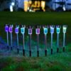 GloboStar® 71522-10 ΣΕΤ 10 Τεμαχίων Αυτόνομα Ηλιακά Φωτιστικά LED SMD 1W 90lm με Ενσωματωμένη Μπαταρία 600mAh – Φωτοβολταϊκό Πάνελ με Αισθητήρα Ημέρας-Νύχτας Αδιάβροχο IP65 Φανάρι Κήπου Στρογγυλό Πολύχρωμο RGB