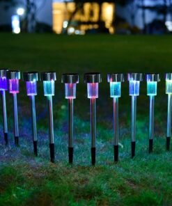 GloboStar® 71522-10 ΣΕΤ 10 Τεμαχίων Αυτόνομα Ηλιακά Φωτιστικά LED SMD 1W 90lm με Ενσωματωμένη Μπαταρία 600mAh – Φωτοβολταϊκό Πάνελ με Αισθητήρα Ημέρας-Νύχτας Αδιάβροχο IP65 Φανάρι Κήπου Στρογγυλό Πολύχρωμο RGB