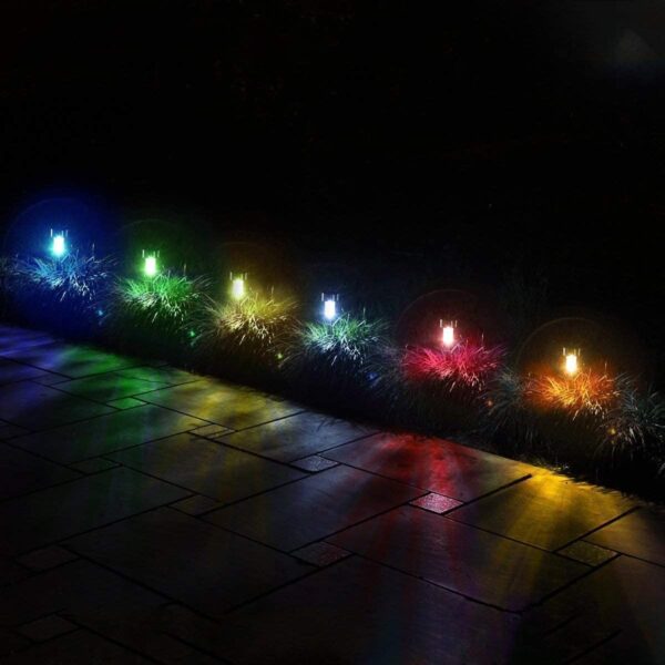GloboStar® 71522-10 ΣΕΤ 10 Τεμαχίων Αυτόνομα Ηλιακά Φωτιστικά LED SMD 1W 90lm με Ενσωματωμένη Μπαταρία 600mAh – Φωτοβολταϊκό Πάνελ με Αισθητήρα Ημέρας-Νύχτας Αδιάβροχο IP65 Φανάρι Κήπου Στρογγυλό Πολύχρωμο RGB