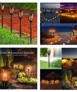 GloboStar® 71528 Αυτόνομο Ηλιακό Φωτιστικό LED SMD 4W 200lm με Ενσωματωμένη Μπαταρία 800mAh – Φωτοβολταϊκό Πάνελ – Αισθητήρα Ημέρας-Νύχτας Φαναράκι Κήπου – Εφέ Φλόγας Διακοσμητικό Αυτόνομο Αδιάβροχο IP65 1500-2000K Φ9.5 x Υ60cm