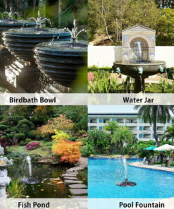 GloboStar® 71531 Ηλιακό Αυτόνομο Φωτοβολταϊκό Διακοσμητικό Συντριβάνι LED 3W με Μέγιστο Ύψος Νερού 30-60cm – 4 Διαφορετικά Μπέκ Ψεκασμού Αδιάβροχο IP68 Θερμό Λευκό 2700K Φ18 x Υ8cm