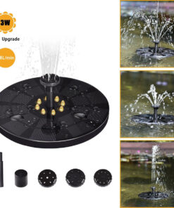 GloboStar® 71531 Ηλιακό Αυτόνομο Φωτοβολταϊκό Διακοσμητικό Συντριβάνι LED 3W με Μέγιστο Ύψος Νερού 30-60cm – 4 Διαφορετικά Μπέκ Ψεκασμού Αδιάβροχο IP68 Θερμό Λευκό 2700K Φ18 x Υ8cm