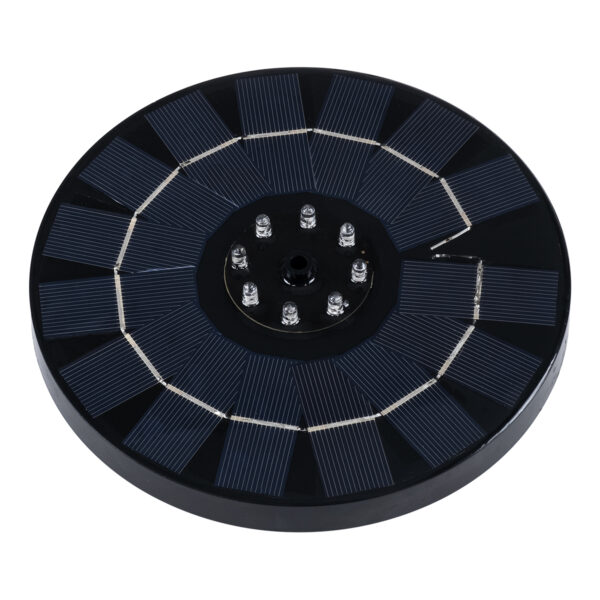 GloboStar® 71531 Ηλιακό Αυτόνομο Φωτοβολταϊκό Διακοσμητικό Συντριβάνι LED 3W με Μέγιστο Ύψος Νερού 30-60cm – 4 Διαφορετικά Μπέκ Ψεκασμού Αδιάβροχο IP68 Θερμό Λευκό 2700K Φ18 x Υ8cm