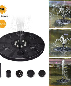 GloboStar® 71532 Ηλιακό Αυτόνομο Φωτοβολταϊκό Διακοσμητικό Συντριβάνι LED 3W με Μέγιστο Ύψος Νερού 30-60cm – 4 Διαφορετικά Μπέκ Ψεκασμού Αδιάβροχο IP68 Ψυχρό Λευκό 6000K Φ18 x Υ8cm