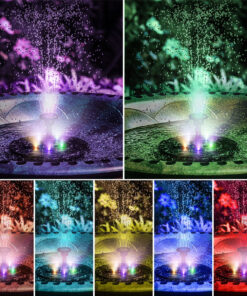 GloboStar® 71533 Ηλιακό Αυτόνομο Φωτοβολταϊκό Διακοσμητικό Συντριβάνι LED 3W με Μέγιστο Ύψος Νερού 30-60cm – 4 Διαφορετικά Μπέκ Ψεκασμού Αδιάβροχο IP68 Πολύχρωμο RGB Φ18 x Υ8cm