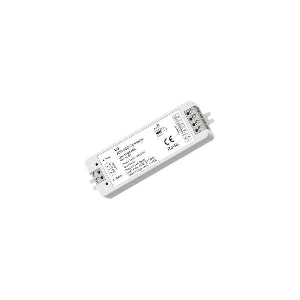 GloboStar® 71546 V3 SKYDANCE DC RF 2.4Ghz Dimmer High Speed Controller 3 Καναλιών DC 12-24V 3 x 5A 96W – Max 12A 288W – IP20 Μ10 x Π3.5 x Υ2cm – 5 Years Warranty
