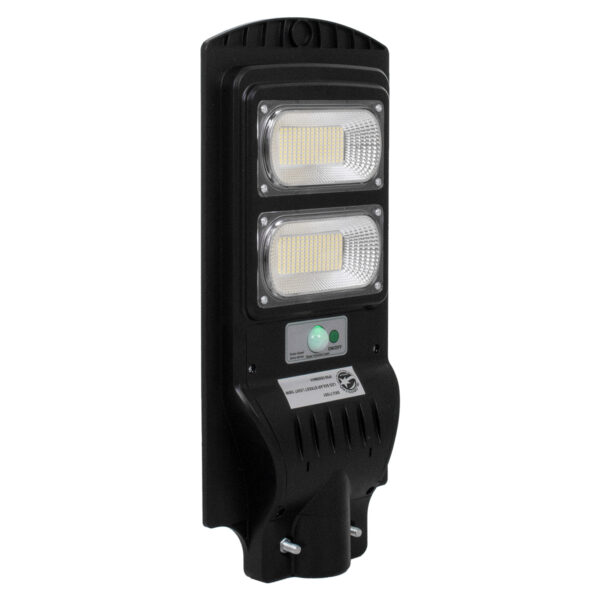 GloboStar® 71551 Αυτόνομο Ηλιακό Φωτιστικό Δρόμου Street Light LED SMD 100W 8000lm με Ενσωματωμένη Μπαταρία Li-ion 5500mAh – Φωτοβολταϊκό Πάνελ με Αισθητήρα Ημέρας-Νύχτας PIR Αισθητήρα Κίνησης Αδιάβροχο IP65 Ψυχρό Λευκό 6000K