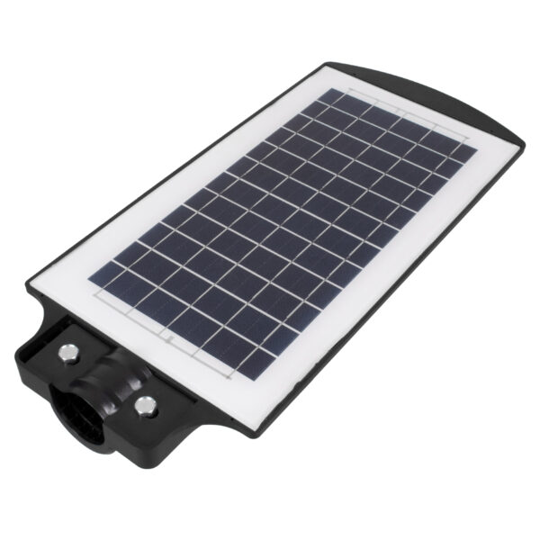 GloboStar® 71551 Αυτόνομο Ηλιακό Φωτιστικό Δρόμου Street Light LED SMD 100W 8000lm με Ενσωματωμένη Μπαταρία Li-ion 5500mAh – Φωτοβολταϊκό Πάνελ με Αισθητήρα Ημέρας-Νύχτας PIR Αισθητήρα Κίνησης Αδιάβροχο IP65 Ψυχρό Λευκό 6000K