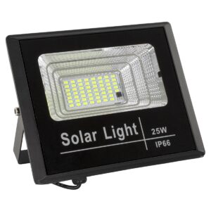 GloboStar® 71554 Αυτόνομος Ηλιακός Προβολέας LED SMD 25W 2000lm με Ενσωματωμένη Μπαταρία 3000mAh – Φωτοβολταϊκό Πάνελ με Αισθητήρα Ημέρας-Νύχτας και Ασύρματο Χειριστήριο RF 2.4Ghz Αδιάβροχος IP66 Ψυχρό Λευκό 6000K