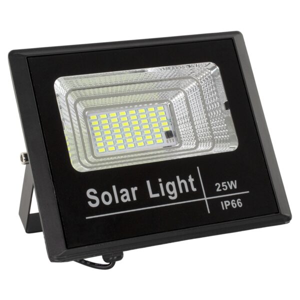 GloboStar® 71554 Αυτόνομος Ηλιακός Προβολέας LED SMD 25W 2000lm με Ενσωματωμένη Μπαταρία 3000mAh – Φωτοβολταϊκό Πάνελ με Αισθητήρα Ημέρας-Νύχτας και Ασύρματο Χειριστήριο RF 2.4Ghz Αδιάβροχος IP66 Ψυχρό Λευκό 6000K