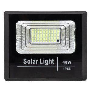 GloboStar® 71555 Αυτόνομος Ηλιακός Προβολέας LED SMD 40W 3200lm με Ενσωματωμένη Μπαταρία 5000mAh – Φωτοβολταϊκό Πάνελ με Αισθητήρα Ημέρας-Νύχτας και Ασύρματο Χειριστήριο RF 2.4Ghz Αδιάβροχος IP66 Ψυχρό Λευκό 6000K