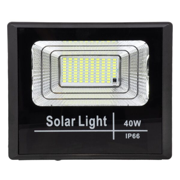 GloboStar® 71555 Αυτόνομος Ηλιακός Προβολέας LED SMD 40W 3200lm με Ενσωματωμένη Μπαταρία 5000mAh – Φωτοβολταϊκό Πάνελ με Αισθητήρα Ημέρας-Νύχτας και Ασύρματο Χειριστήριο RF 2.4Ghz Αδιάβροχος IP66 Ψυχρό Λευκό 6000K