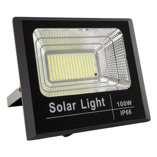 GloboStar® 71557 Αυτόνομος Ηλιακός Προβολέας LED SMD 100W 8000lm με Ενσωματωμένη Μπαταρία 15000mAh – Φωτοβολταϊκό Πάνελ με Αισθητήρα Ημέρας-Νύχτας και Ασύρματο Χειριστήριο RF 2.4Ghz Αδιάβροχος IP66 Ψυχρό Λευκό 6000K