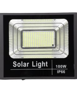 GloboStar® 71557 Αυτόνομος Ηλιακός Προβολέας LED SMD 100W 8000lm με Ενσωματωμένη Μπαταρία 15000mAh – Φωτοβολταϊκό Πάνελ με Αισθητήρα Ημέρας-Νύχτας και Ασύρματο Χειριστήριο RF 2.4Ghz Αδιάβροχος IP66 Ψυχρό Λευκό 6000K