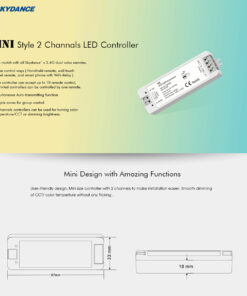 GloboStar® 71564 V2 SKYDANCE DC RF 2.4Ghz Dimmer High Speed Controller 2 Καναλιών DC 12-24V 2 x 5A 120W – Max 10.5A 252W – IP20 Μ10 x Π3.5 x Υ2cm – 5 Years Warranty