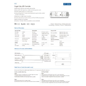 GloboStar® 71567 V1 SKYDANCE DC RF 2.4Ghz Dimmer High Speed Controller & Push Dimming 1 Κανάλι DC 5-36V 1 x 8A 288W – Max 8.5A 288W – IP20 Μ10 x Π3.5 x Υ2cm – 5 Years Warranty