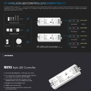GloboStar® 71567 V1 SKYDANCE DC RF 2.4Ghz Dimmer High Speed Controller & Push Dimming 1 Κανάλι DC 5-36V 1 x 8A 288W – Max 8.5A 288W – IP20 Μ10 x Π3.5 x Υ2cm – 5 Years Warranty