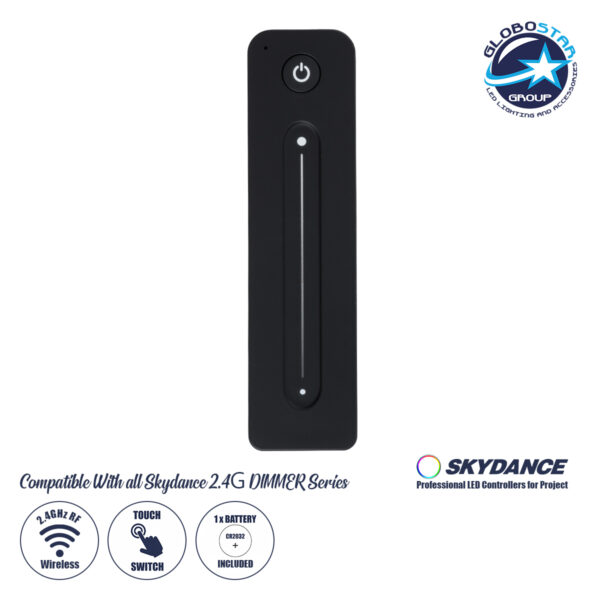 GloboStar® 71572 R11 SKYDANCE Ασύρματο Χειριστήριο Αφής RF 2.4Ghz 1 Group για όλα τα Μονόχρωμα SKYDANCE Controller DC 3V 1 x CR2032 - IP20 Μαύρο Μ12.2 x Π5.3 x Υ1.7cm - 5 Years Warranty