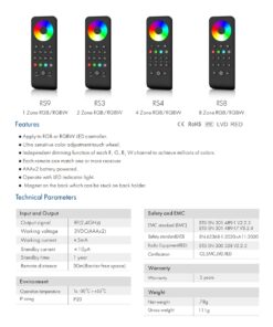 GloboStar® 71574 RS8 SKYDANCE Ασύρματο Χειριστήριο Αφής RF 2.4Ghz 8 Group για όλα τα RGB/RGBW SKYDANCE Controller DC 3V 2 x AAA – IP20 Μαύρο Μ14 x Π5 x Υ1.9cm – 5 Years Warranty