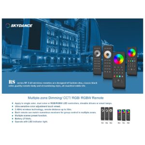 GloboStar® 71574 RS8 SKYDANCE Ασύρματο Χειριστήριο Αφής RF 2.4Ghz 8 Group για όλα τα RGB/RGBW SKYDANCE Controller DC 3V 2 x AAA – IP20 Μαύρο Μ14 x Π5 x Υ1.9cm – 5 Years Warranty