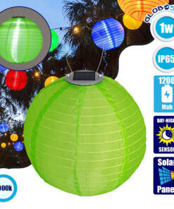 GloboStar® 71593 Αυτόνομο Ηλιακό Φωτιστικό Υφασμάτινη Πράσινη Μπάλα Φ30cm LED SMD 1W 100lm με Ενσωματωμένη Μπαταρία 1200mAh – Φωτοβολταϊκό Πάνελ με Αισθητήρα Ημέρας-Νύχτας Αδιάβροχο IP65 Ψυχρό Λευκό 6000K