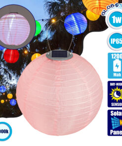 GloboStar® 71595 Αυτόνομο Ηλιακό Φωτιστικό Υφασμάτινη Ροζ Μπάλα Φ30cm LED SMD 1W 100lm με Ενσωματωμένη Μπαταρία 1200mAh – Φωτοβολταϊκό Πάνελ με Αισθητήρα Ημέρας-Νύχτας Αδιάβροχο IP65 Ψυχρό Λευκό 6000K