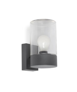 Faro Barcelona KILA Σκούρο Γκρι Φωτιστικό Τοίχου E27 με Διαφανή Διαχύτη 15W IP65 – 71743