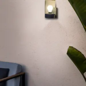 Faro Barcelona KILA Σκούρο Γκρι Φωτιστικό Τοίχου  E27 με Διαφανή Διαχύτη 15W  IP65 – 71743