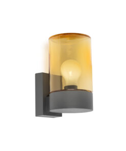 Faro Barcelona KILA Σκούρο γκρι Φωτιστικό τοίχου E27 με Κεχριμπάρι Διαχύτη 15W IP65 – 71745