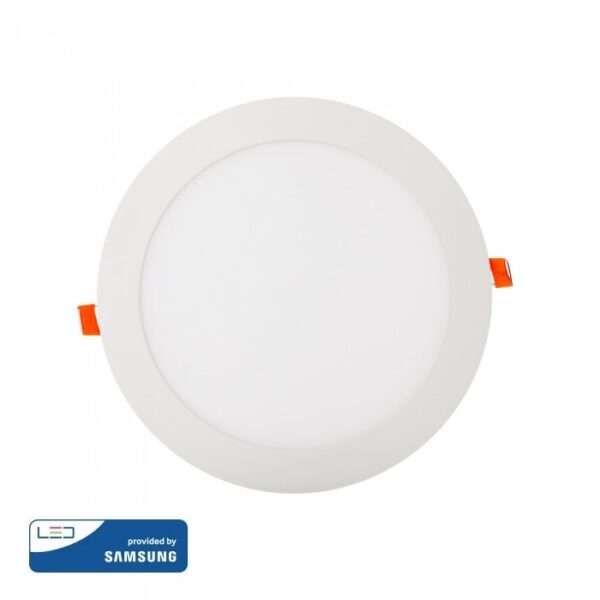 LED Panel Στρογγυλό Χωνευτό Λευκό 18W V-TAC PRO Samsung Chip 120° 1500lm Ø225 Φυσικό Λευκό 4000K - 719