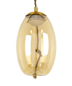 GloboStar® ΑΧΤΟΝ 00754 Μοντέρνο Κρεμαστό Φωτιστικό Οροφής Μονόφωτο Διάφανο Μελί Γυάλινο LED AC 100-240V Θερμό Λευκό 2700K Φ17 x Y18cm