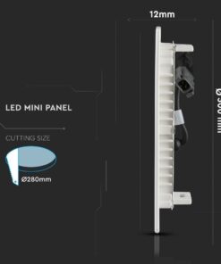 LED Panel Στρογγυλό Χωνευτό Λευκό 24W V-TAC PRO Samsung Chip 120° 2000lm Ø300 Θερμό Λευκό 3000K – 724