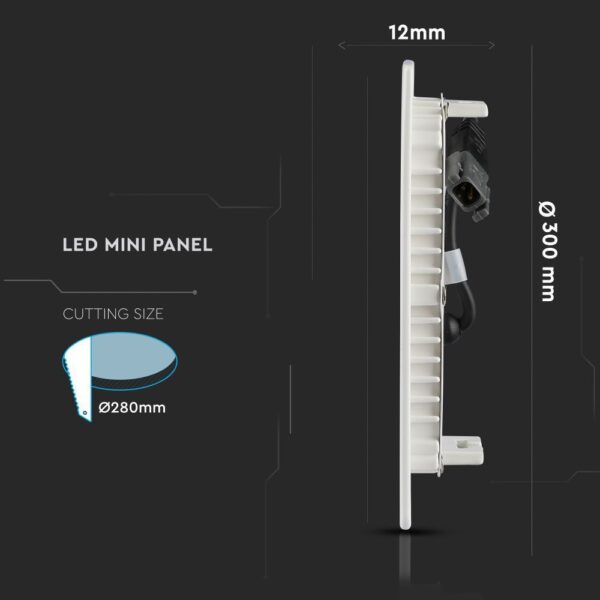 LED Panel Στρογγυλό Χωνευτό Λευκό 24W V-TAC PRO Samsung Chip 120° 2000lm Ø300 Θερμό Λευκό 3000K – 724
