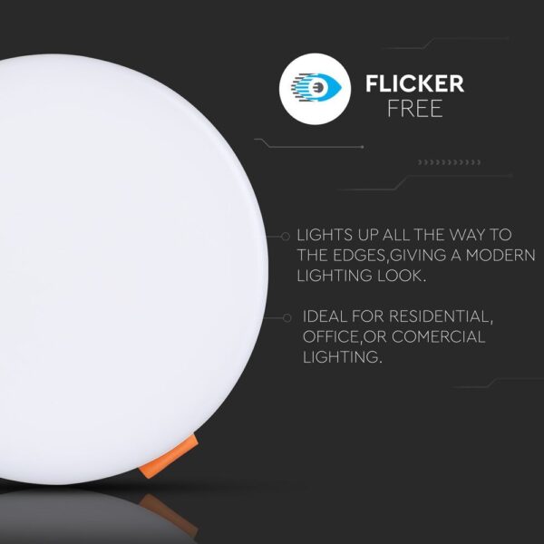 LED Panel Στρογγυλό Χωνευτό Λευκό Ρυθμιζόμενο 12W V-TAC PRO Samsung Chip 120° 750lm Ø120 Θερμό Λευκό 3000K – 727