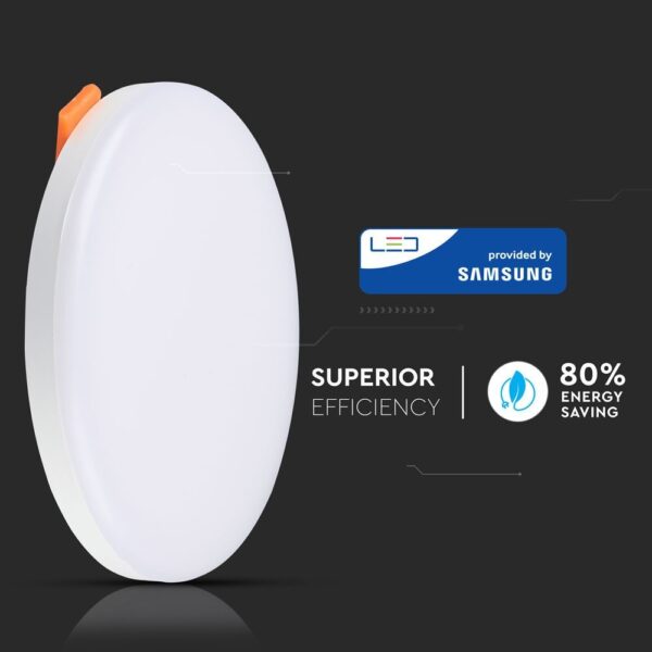 LED Panel Στρογγυλό Χωνευτό Λευκό Ρυθμιζόμενο 12W V-TAC PRO Samsung Chip 120° 750lm Ø120 Θερμό Λευκό 3000K – 727