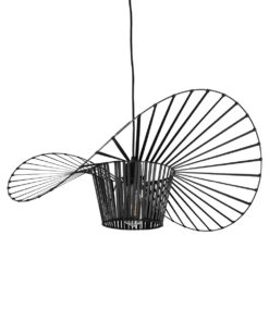 GloboStar® LUMINOVA 61464 Μοντέρνο Κρεμαστό Φωτιστικό Πλέγμα Μονόφωτο 1 x E27 IP20 Μαύρο Σχοινί με Μαύρο Σύρμα – Μ65 x Π65 x Υ25cm