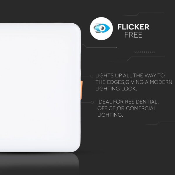 LED Panel Τετράγωνο Χωνευτό Λευκό Ρυθμιζόμενο 12W V-TAC PRO Samsung Chip 120° 750lm 12×12 Θερμό Λευκό 3000K – 730