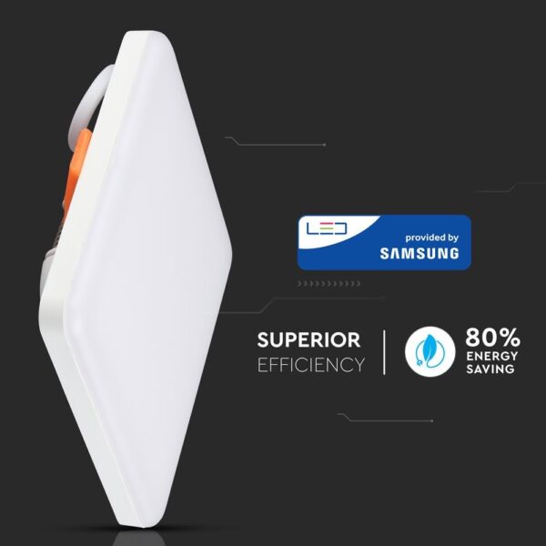 LED Panel Τετράγωνο Χωνευτό Λευκό Ρυθμιζόμενο 12W V-TAC PRO Samsung Chip 120° 750lm 12×12 Θερμό Λευκό 3000K – 730
