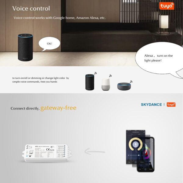 GloboStar® 73010 Ασύρματος WiFi LED RGBW+WW+CCT Controller IOS/Android 5in1 2.4Ghz DC 12-24V Max 180W