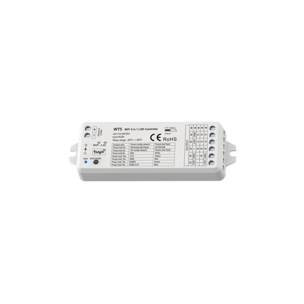 GloboStar® 73010 Ασύρματος WiFi LED RGBW+WW+CCT Controller IOS/Android 5in1 2.4Ghz DC 12-24V Max 180W