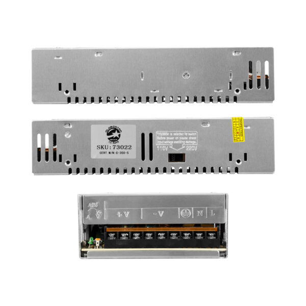 GloboStar® 73022 Μεταλλικό Τροφοδοτικό PELV για Προϊόντα LED 350W 70A – AC 220-240V σε DC 5V – IP20 L21.5 x W11.5 x H5cm – 3 Years Warranty
